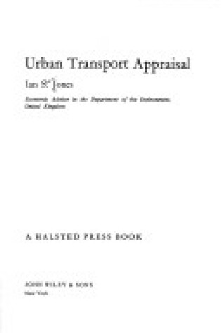 Cover of Jones: *Urban* Transport Appraisal