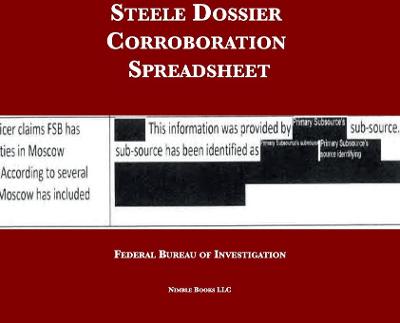 Book cover for Steele Dossier Corroboration Spreadsheet
