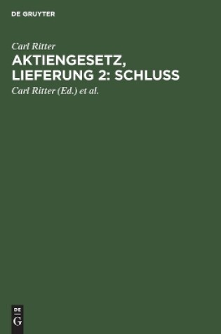 Cover of Aktiengesetz, Lieferung 2: Schlu�