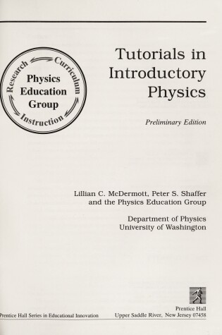 Cover of Tutorials in Introductory Physics, Preliminary Edition