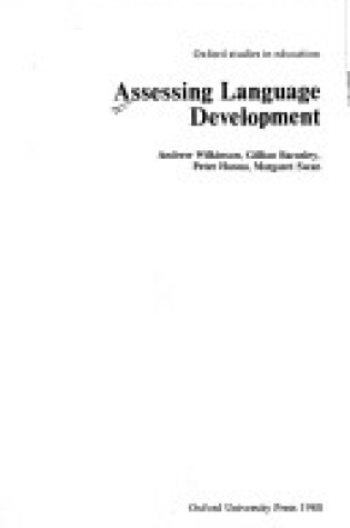 Cover of Assessing Language Development