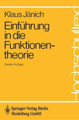 Cover of Einfa1/4hrung in Die Funktionentheorie