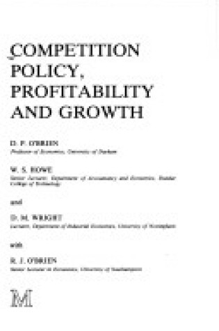 Cover of Competition Policy, Profitability and Growth