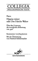 Book cover for Hippias Minor Oder Der Falsche Wahre Ueber Den Ursprung Der Moralischen Bedeutung Von "Gut"