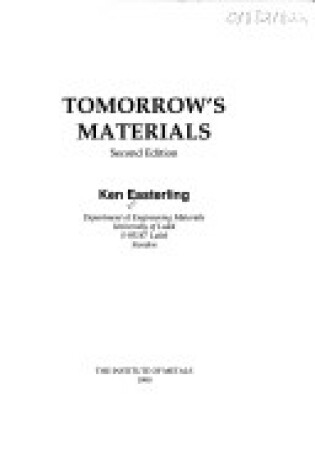 Cover of Tomorrow's Materials