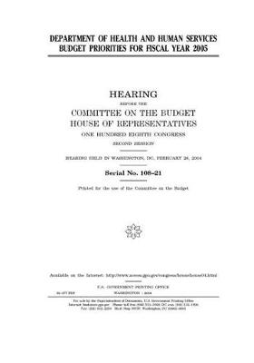 Book cover for Department of Health and Human Services budget priorities for fiscal year 2005