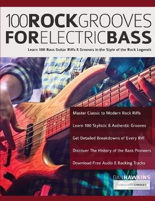 Book cover for 100 Rock Grooves for Electric Bass