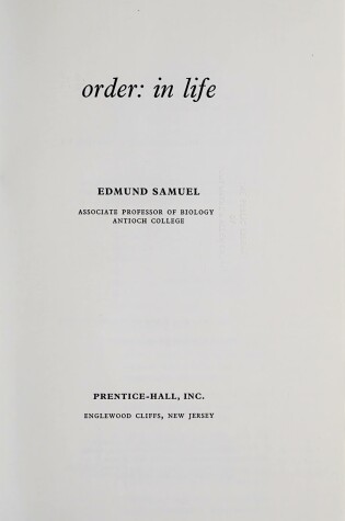 Cover of Order in Life