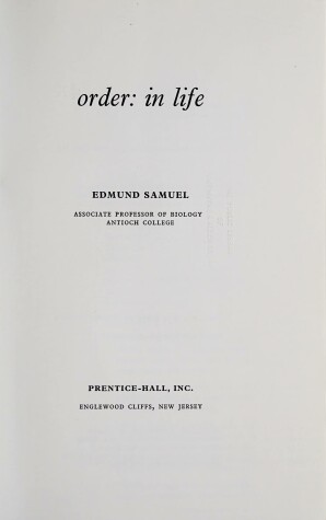 Book cover for Order in Life