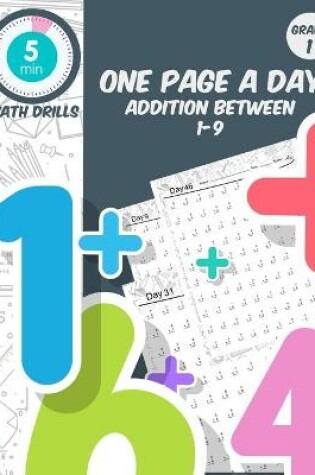 Cover of 5 min math drills One page a day addition between 1-9