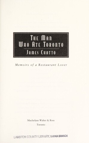 Book cover for The Man Who Ate Toronto