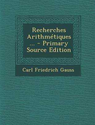 Book cover for Recherches Arithmetiques... - Primary Source Edition