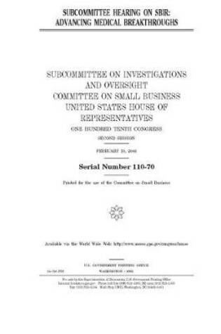 Cover of Subcommittee hearing on SBIR