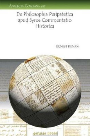 Cover of De Philosophia Peripatetica apud Syros Commentatio Historica