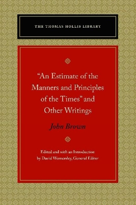 Book cover for "An Estimate of the Manners and Principles of the Times" and Other Writings