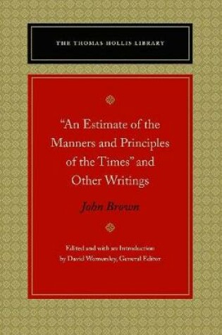 Cover of "An Estimate of the Manners and Principles of the Times" and Other Writings