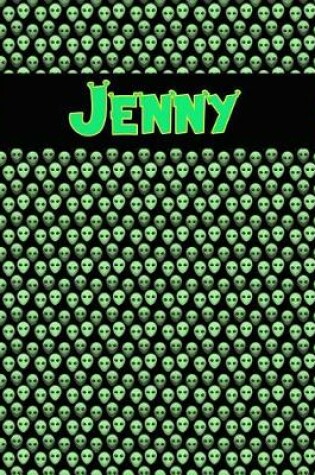 Cover of 120 Page Handwriting Practice Book with Green Alien Cover Jenny