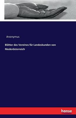 Book cover for Blätter des Vereines für Landeskunden von Niederösterreich