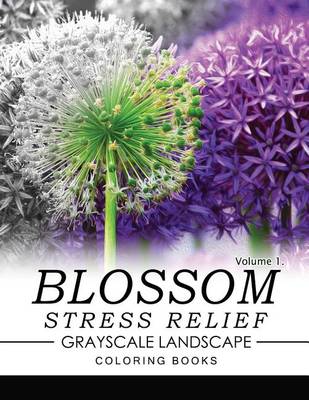 Book cover for Blossom Stress Relief Grayscale Landscape Coloring Books Volume 1
