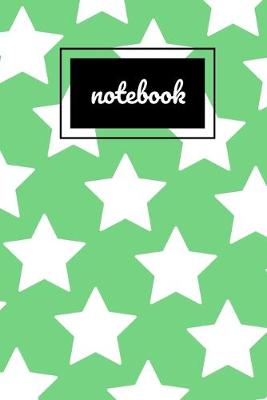 Book cover for Green & white star print notebook