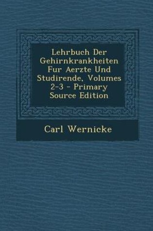 Cover of Lehrbuch Der Gehirnkrankheiten Fur Aerzte Und Studirende, Volumes 2-3 - Primary Source Edition