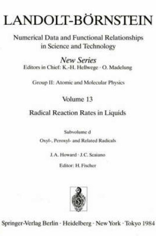 Cover of Oxyl-, Peroxyl-, and Related Radicals / Oxy-, Peroxy- und verwandte Radikale