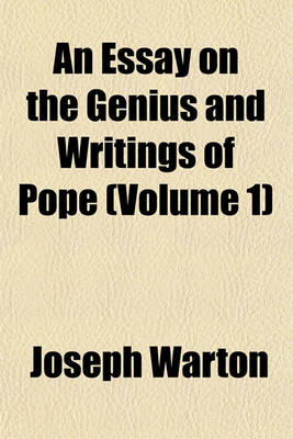 Book cover for An Essay on the Genius and Writings of Pope (Volume 1)