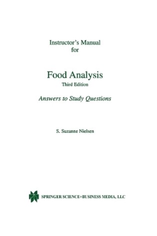 Cover of Food Analysis
