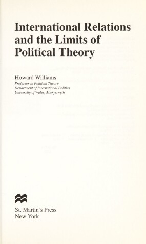 Book cover for International Relations and the Limits of Political Theory