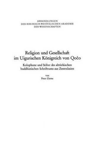 Cover of Religion und Gesellschaft im Uigurischen Königreich von Qočo