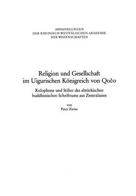Book cover for Religion und Gesellschaft im Uigurischen Königreich von Qočo