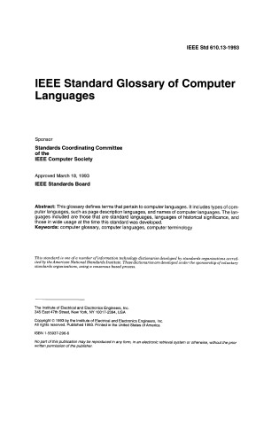 Cover of 0610.13-1993 Glossary of Computer Language Term