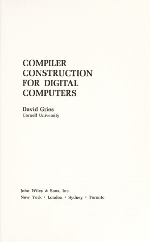 Book cover for Compiler Construction for Digital Computers