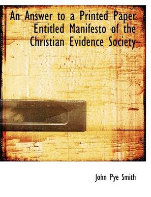 Book cover for An Answer to a Printed Paper Entitled Manifesto of the Christian Evidence Society