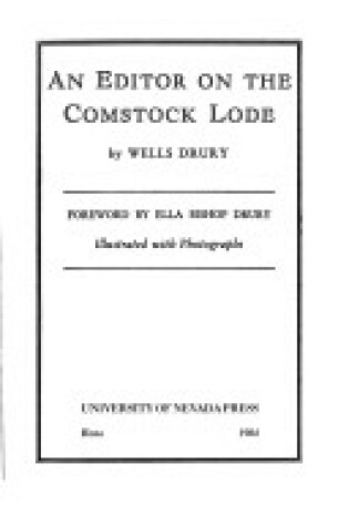 Cover of An Editor on the Comstock Lode