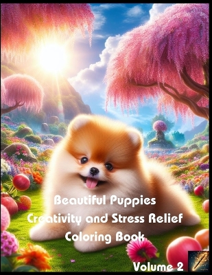 Book cover for Beautiful Puppies Creativity and Stress Relief Coloring Book (Volume 2)