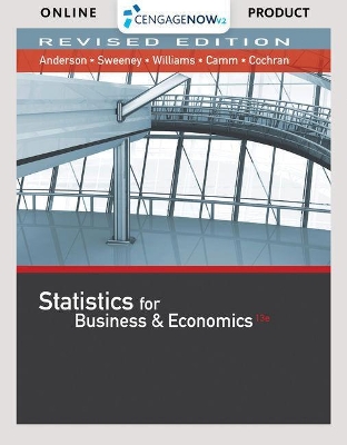 Book cover for Cengagenow with Xlstat, 1 Term Printed Access Card for Anderson/Sweeney/Williams/Camm/Cochran's Statistics for Business & Economics, Revised, 13th