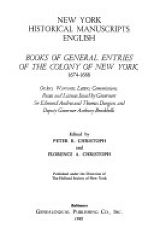 Cover of New York Historical Manuscripts