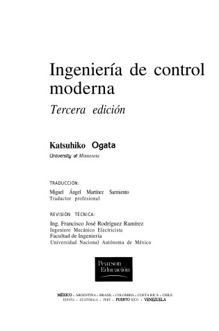 Cover of Ingenieria De Control Moderna (Hispan)