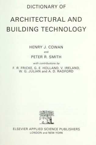 Cover of Dictionary of Architectural Science and Building Technology