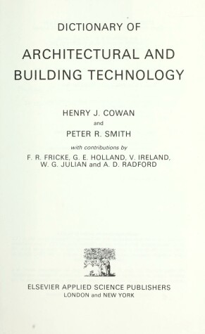 Book cover for Dictionary of Architectural Science and Building Technology