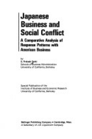 Cover of Japanese Business and Social Conflict