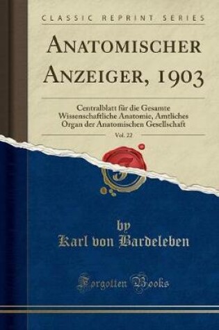 Cover of Anatomischer Anzeiger, 1903, Vol. 22