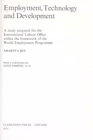 Cover of Employment, Technology and Development