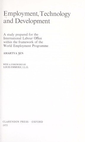 Book cover for Employment, Technology and Development