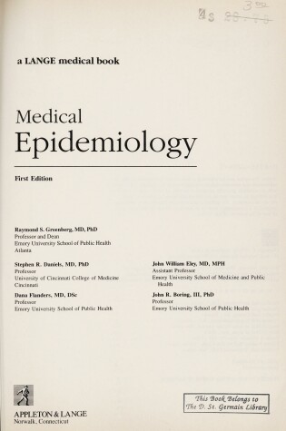 Cover of Medical Epidemiology