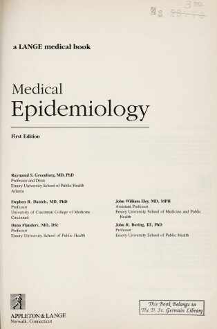 Book cover for Medical Epidemiology