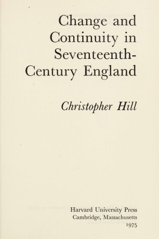 Cover of Change & Continuity in Seventeenth Century England