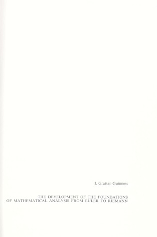 Cover of Development of the Foundations of Mathematical Analysis from Euler to Riemann