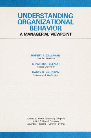 Cover of Understanding Organizational Behaviour